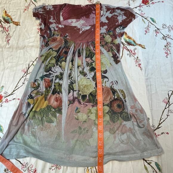 Casual Freedom Silk Blend Blouse Womens Size Small Rose Pattern Square Neck Top - Picture 6 of 13